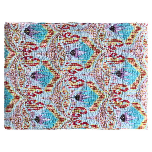 Taj Hotel Home Decor Kantha Cotton Throw | 1-Piece | Multicolor | 50"x70" - Picture 2 of 3